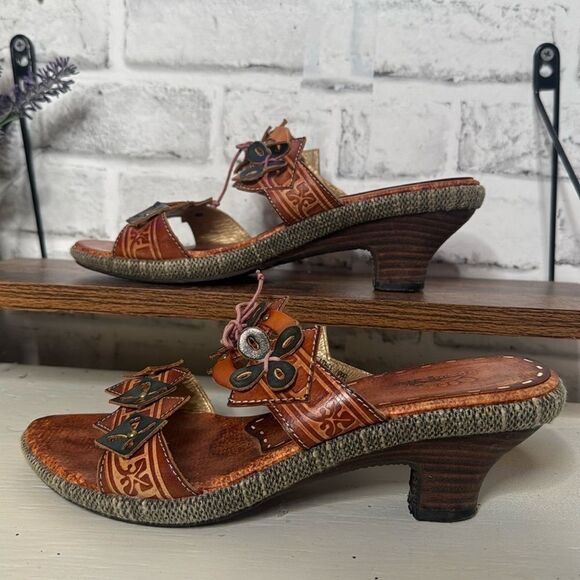 Spring Step Leather Savory Sandals Boho Hippie Size 38 7.5 8 - Picture 1 of 11